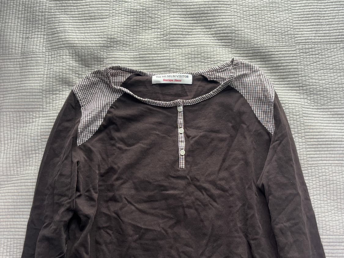 더뮤지엄비지터 check mixed henley neck T 상품이미지2