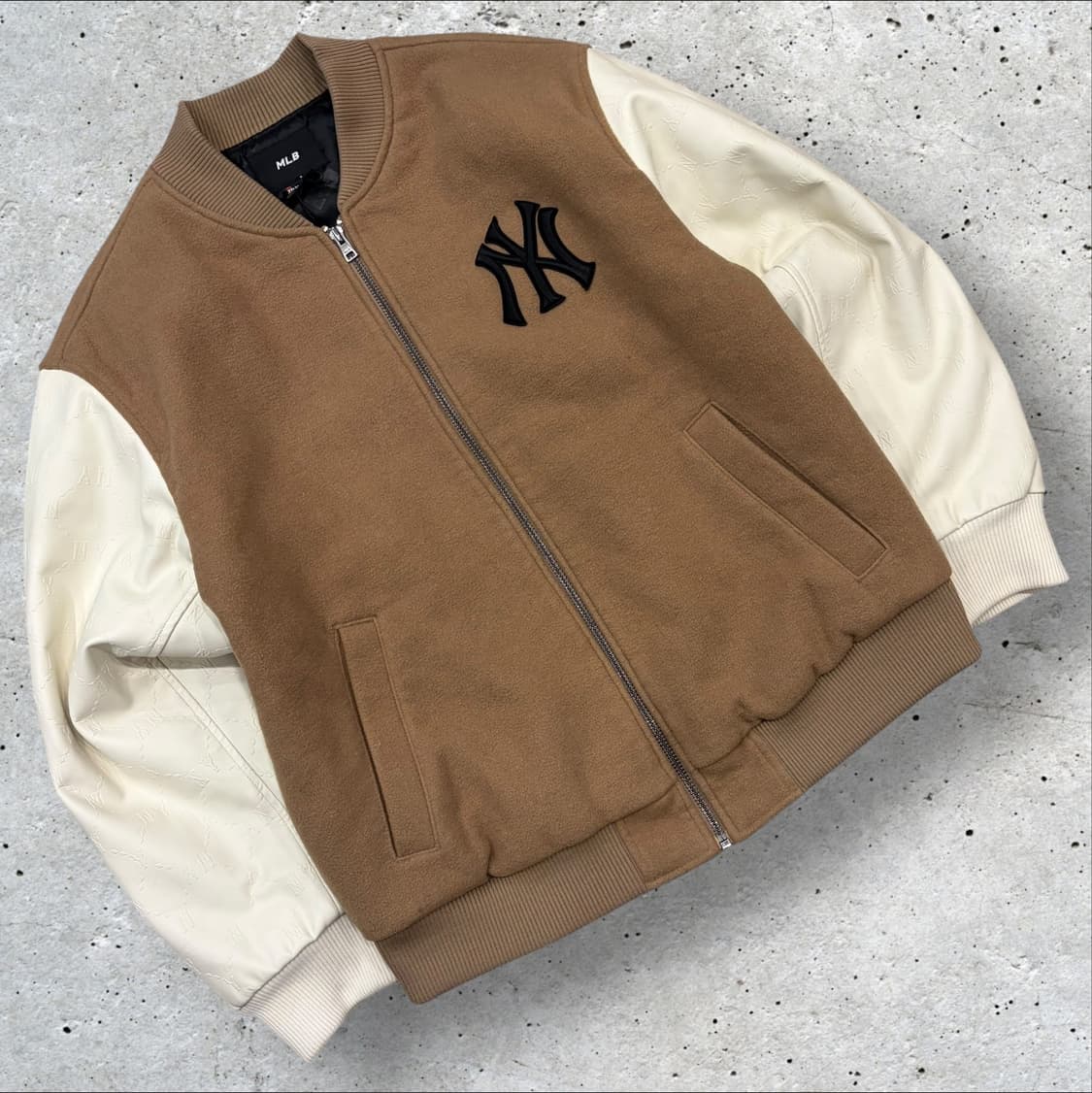 [XL] MLB 엠엘비 울 뉴욕 양키스 야구 점퍼 브라운 C960 상품이미지1