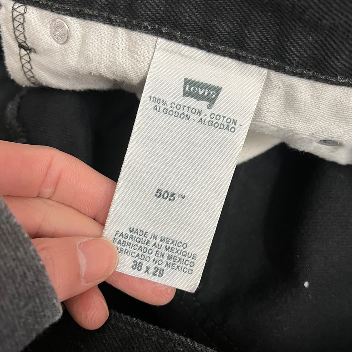 리바이스 505 블랭크탭 블랙 흑청 데님 팬츠 36 상품이미지5