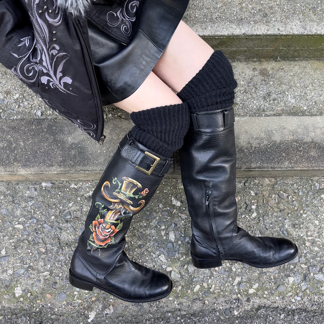 00s 레어 이사벨라 피오레 타투 가죽 부츠 상품이미지1