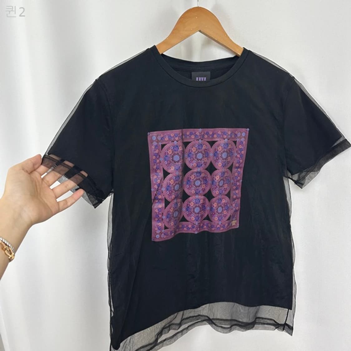 안나수이 여자 이중 티셔츠 반팔티 검정 90 (66) 상품이미지4