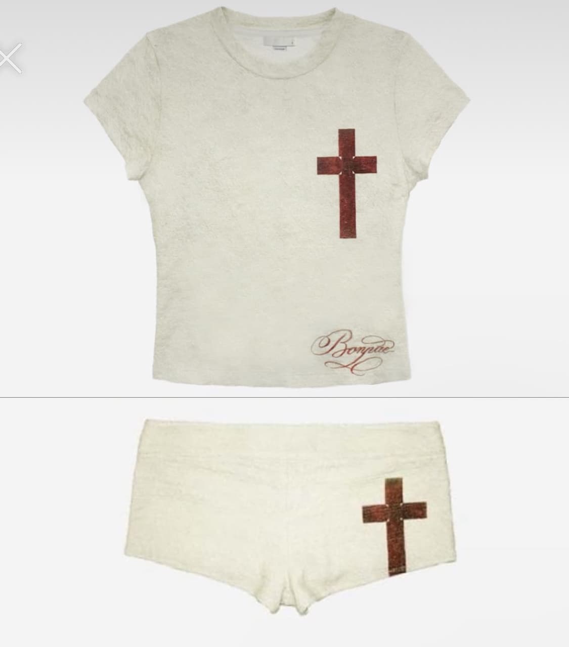 셋업새상품) 본네 bonnae 그래픽 백 슬릿 탑 쇼츠 세트 상품이미지1