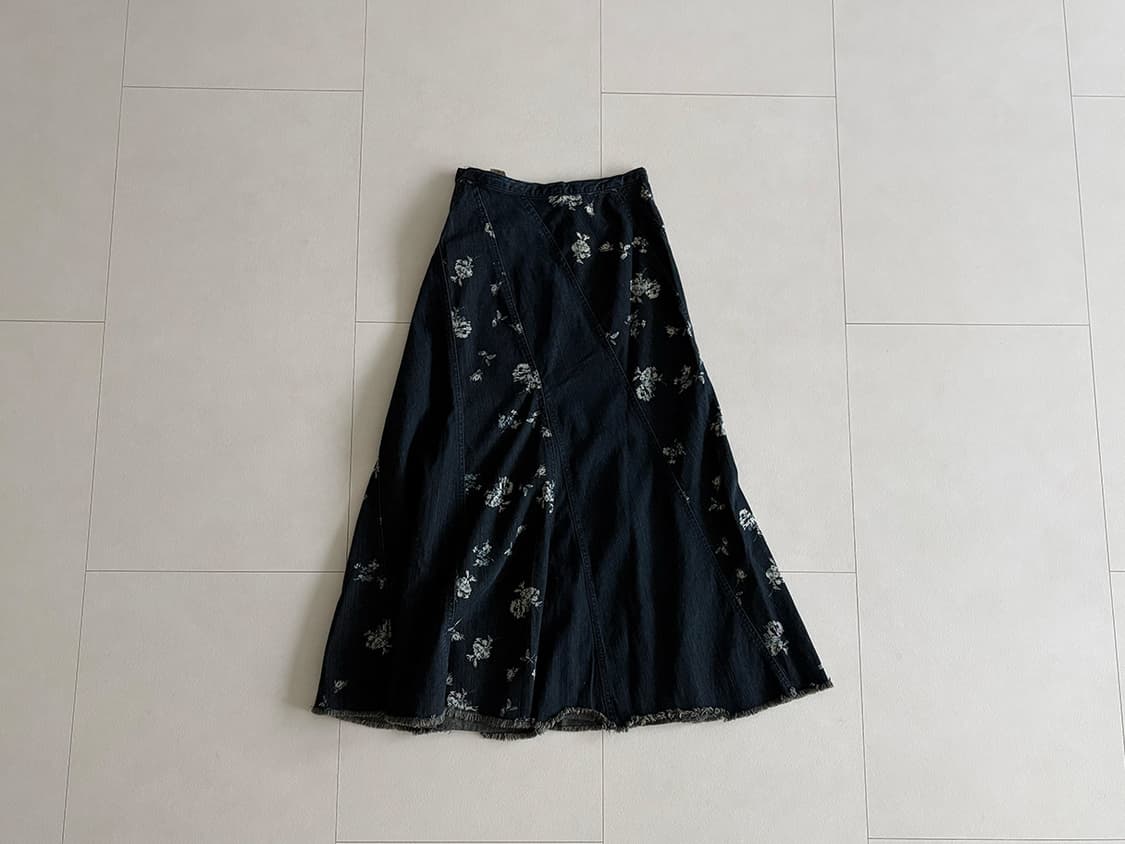 floral denim flare skirt 상품이미지6