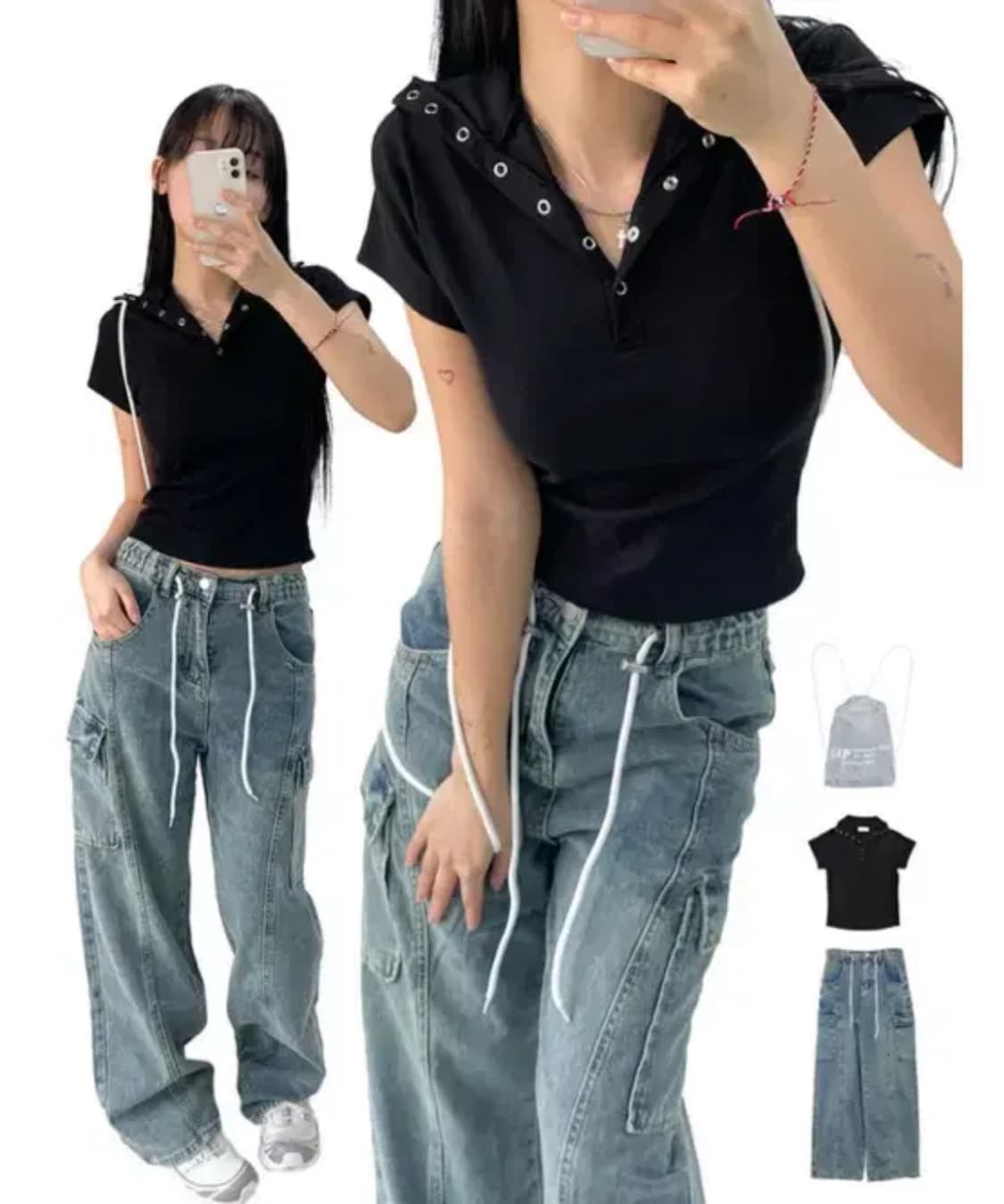 아쿠비클럽 snap tee black 상품이미지1