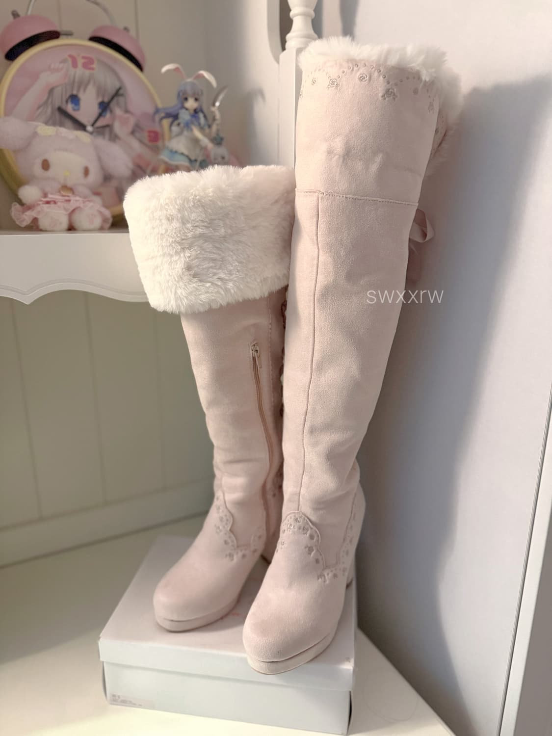 리즈리사 핑크리본 퍼부츠 롱 라떼갸루 히메카지 핀터깔 대장 빈티지 y2k 상품이미지5