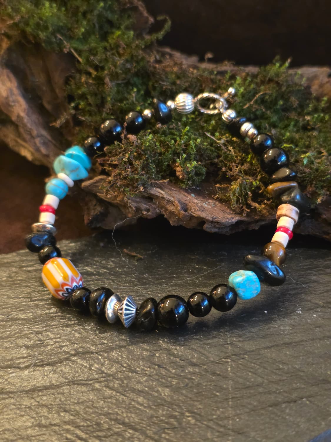 BLACK RITUAL 오닉스&티벳글라스 실버925 토글 팔찌 상품이미지5