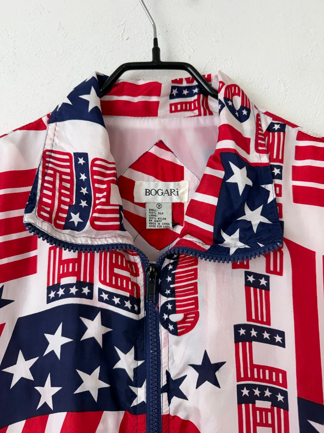 90s 빈티지 아메리칸 플래그 실크 블루종 상품이미지2