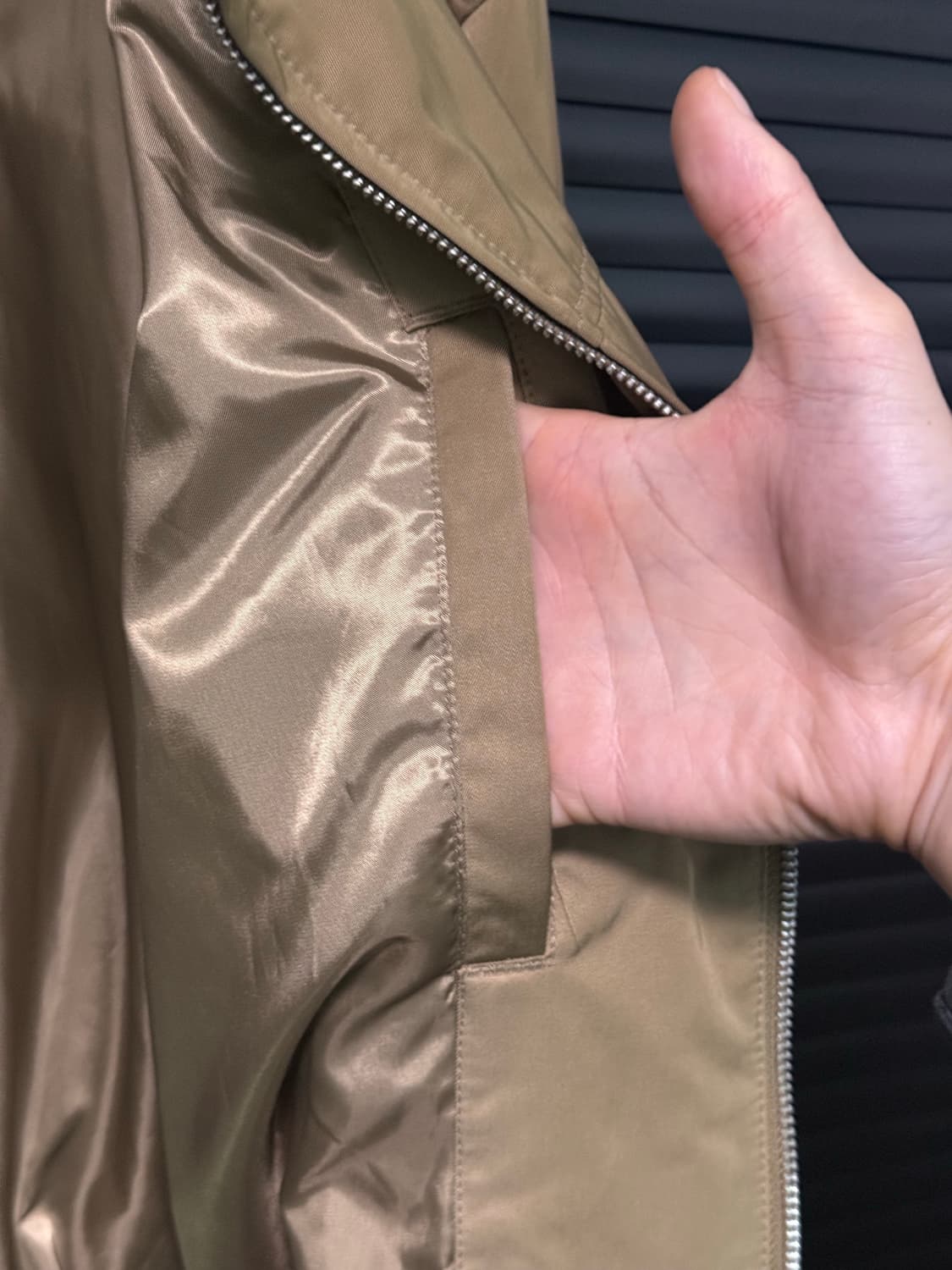 키뮤어 베이지 블루종 봄버 바람막이 점퍼 릴렉스드 카멜 미니멀 M 95 상품이미지9