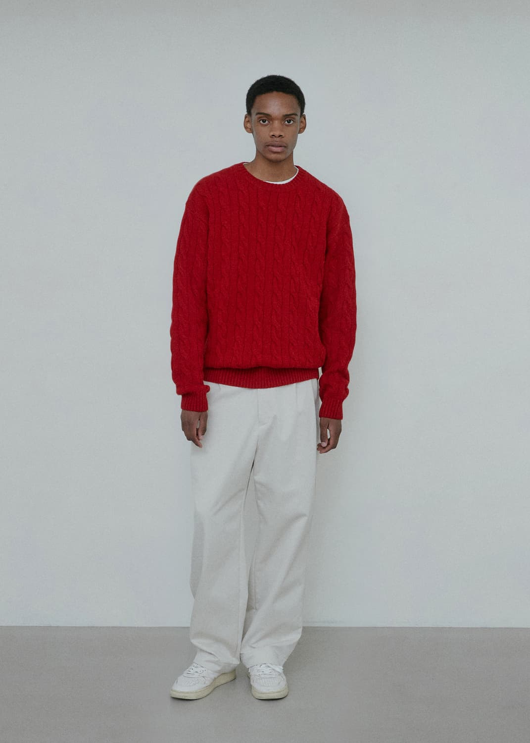 블랭크룸 울 케이블 니트 레드 1사이즈 상품이미지2