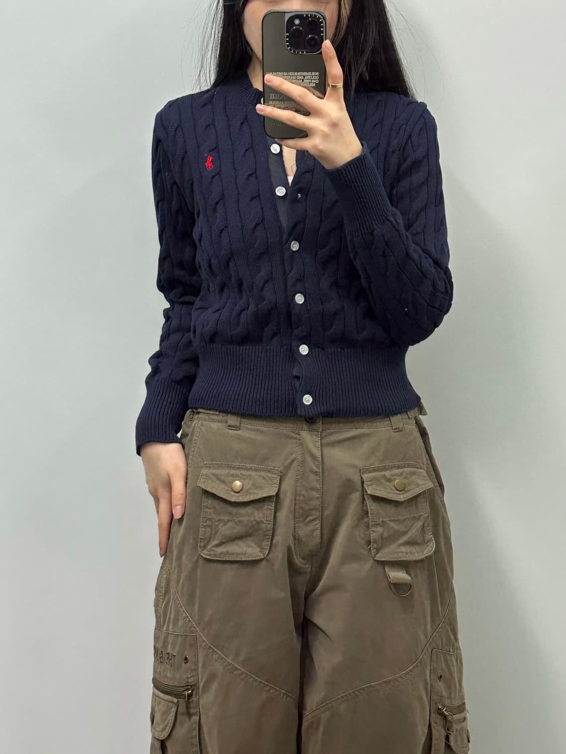 폴로 랄프로렌 신형 네이비 꽈배기 니트 가디건 상품이미지1