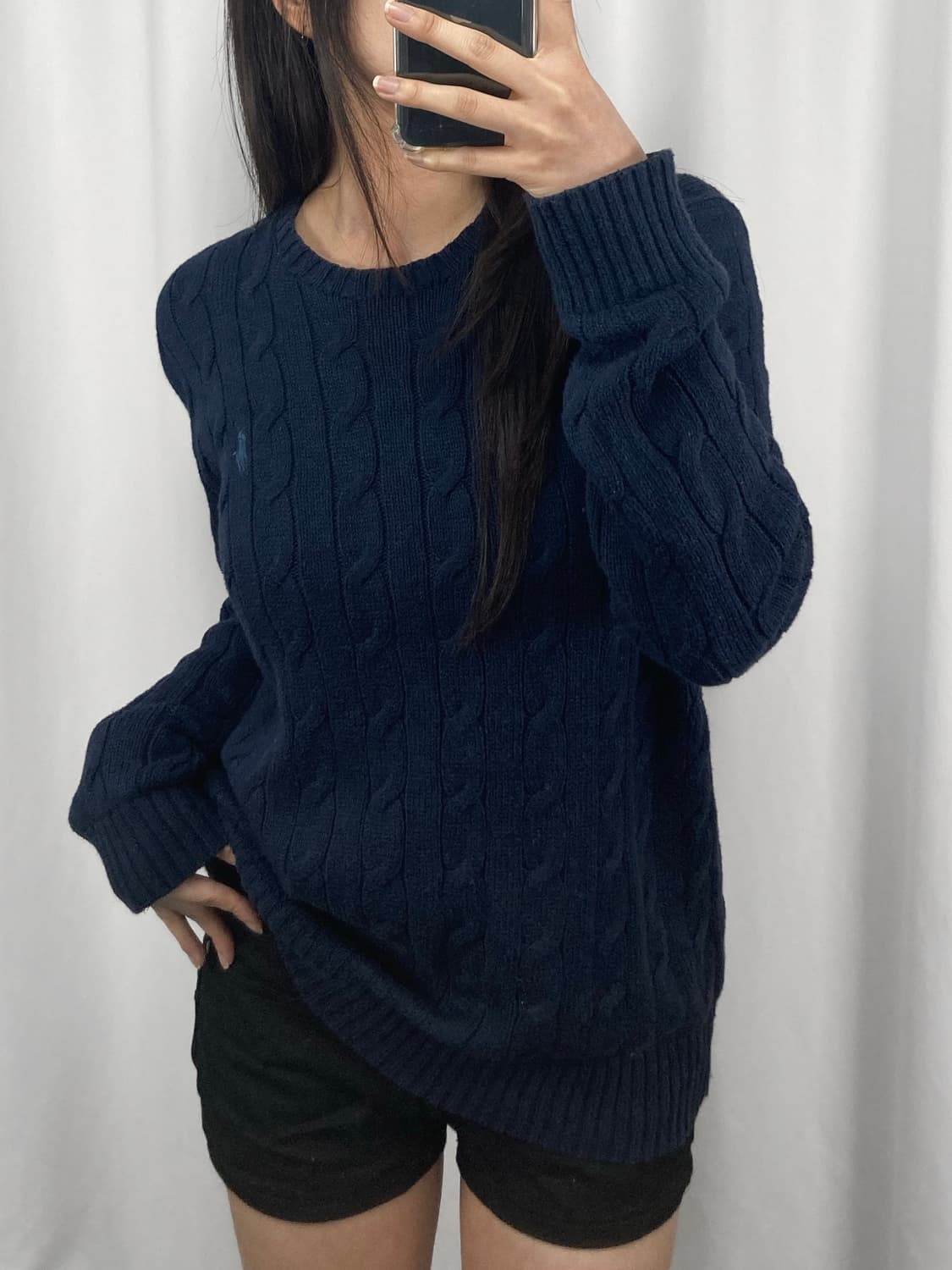 폴로 네이비 꽈배기 니트 상품이미지2