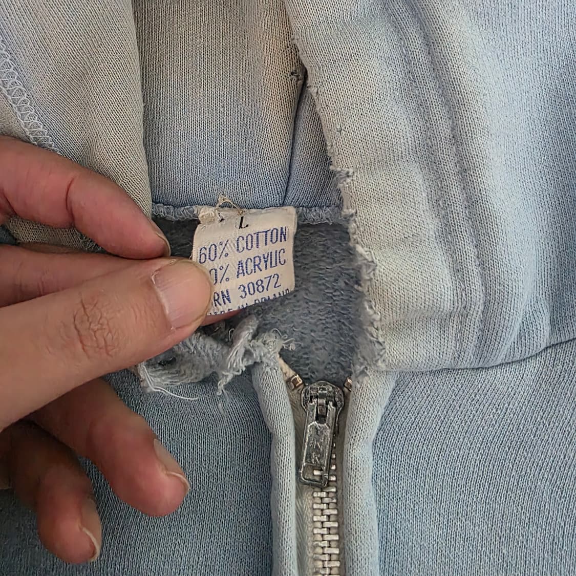 [L] 70s 빈티지 노브랜드 트래쉬드 후드집업 상품이미지8