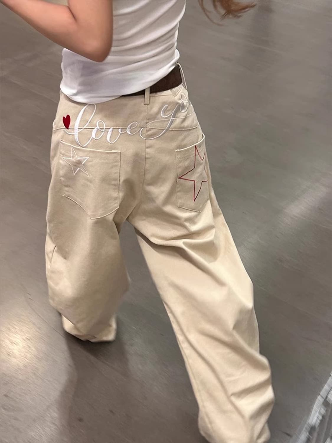 자수 스트레이트 팬츠 (2color) 상품이미지1