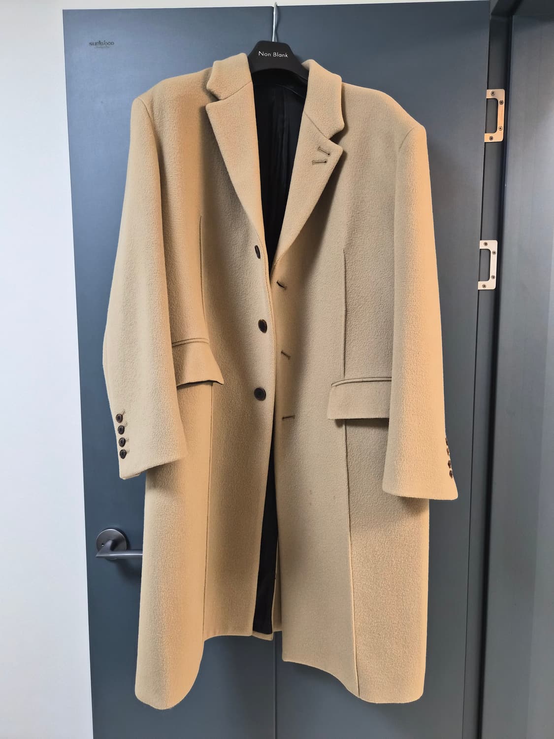 STU 3버튼 핀턱 오버핏 코트 카멜 M사이즈 상품이미지1