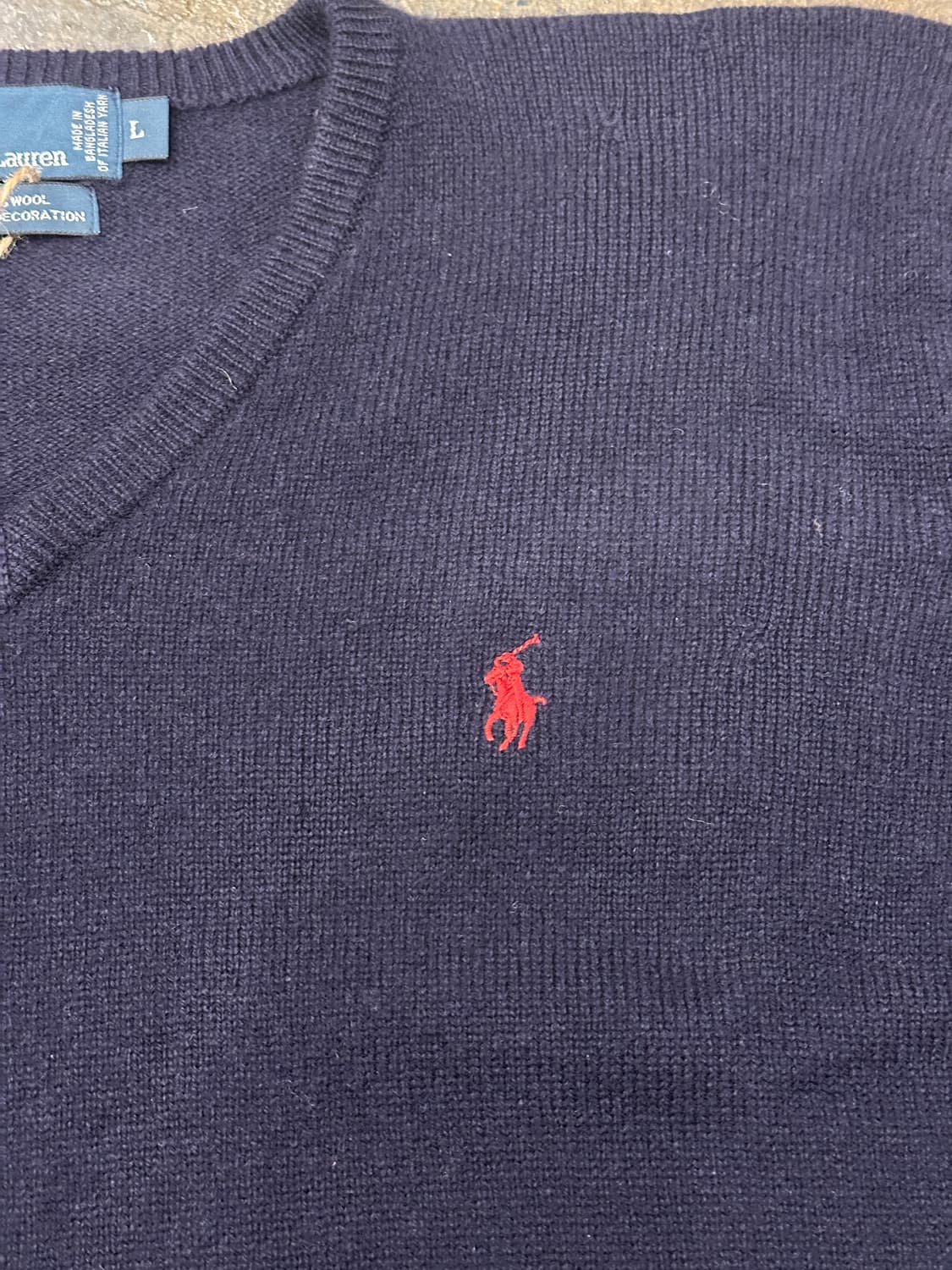 폴로 랄프로렌 렘스울 네이비 V넥 니트 L 상품이미지3