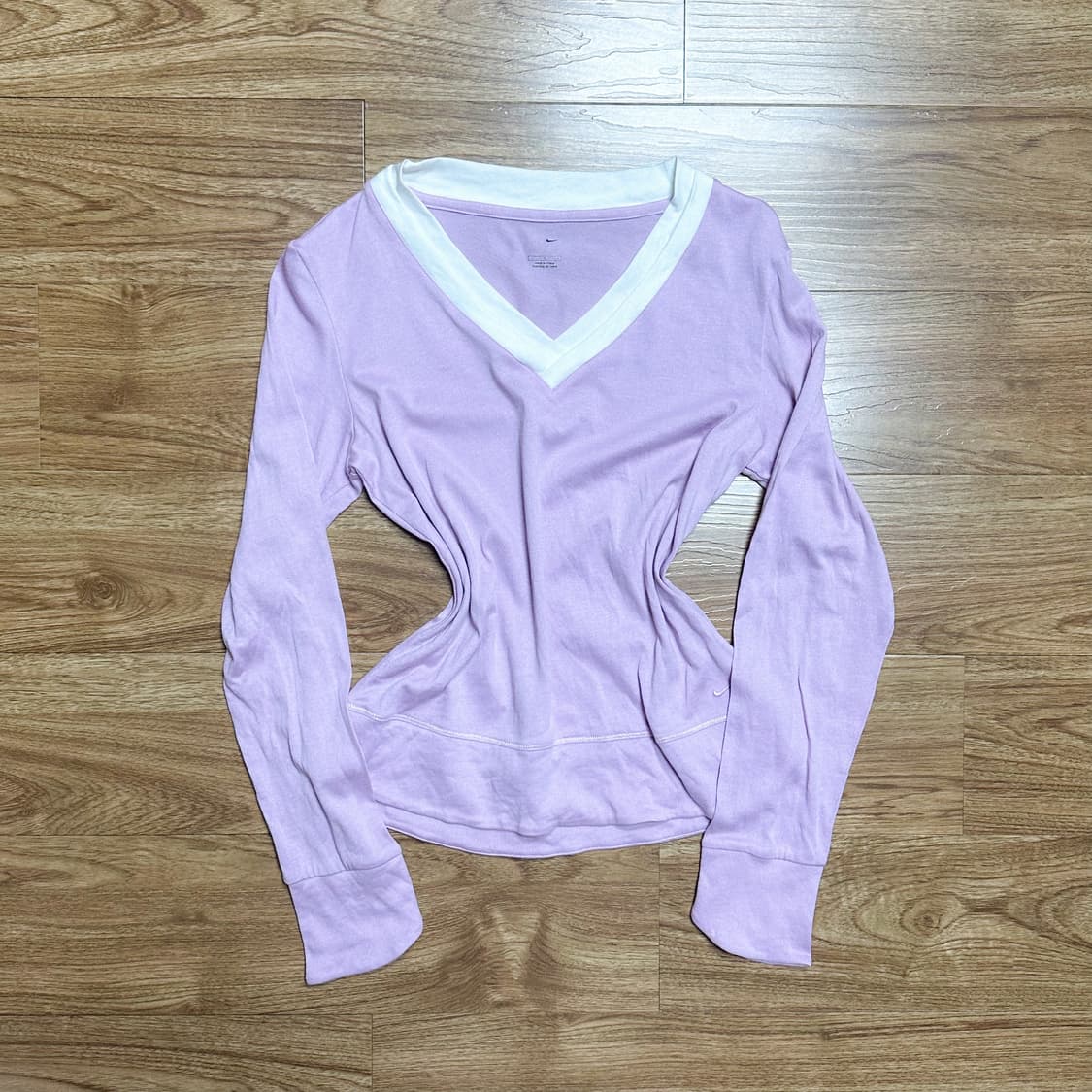 빈티지 라벤더 핑크 나이키 티셔츠 히메갸루 로걀 발레코어 스포티 아일릿 상품이미지1