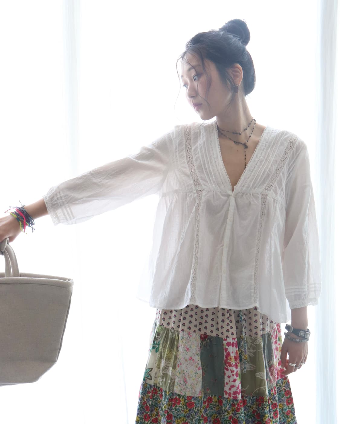 [Beams Boy] White Pintuck Lace Blouse 상품이미지7
