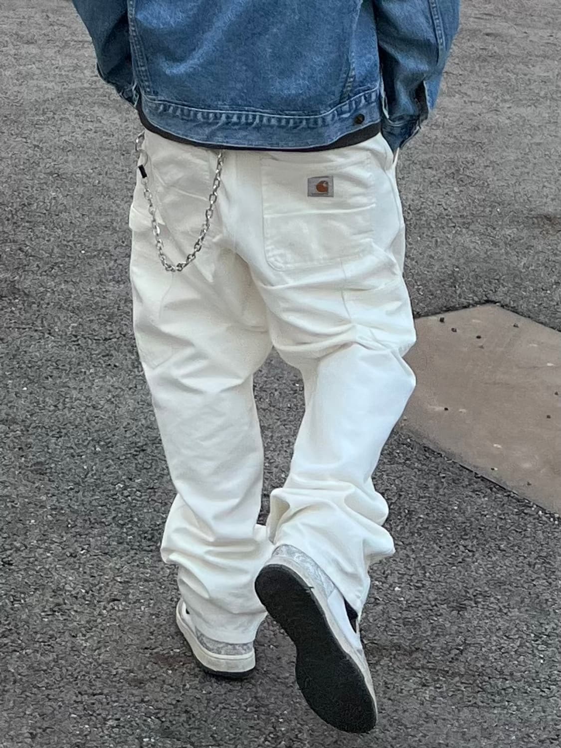 (32)CarharttWip 싱글니 팬츠 화이트 상품이미지1