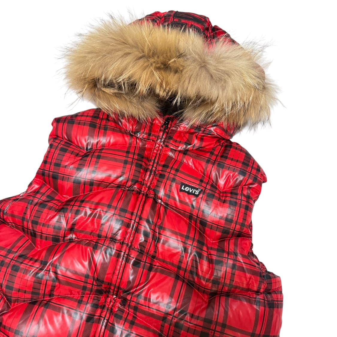 ⭐️희귀⭐️리바이스 덕다운 레드체크 후드퍼 베스트 패딩조끼 상품이미지4