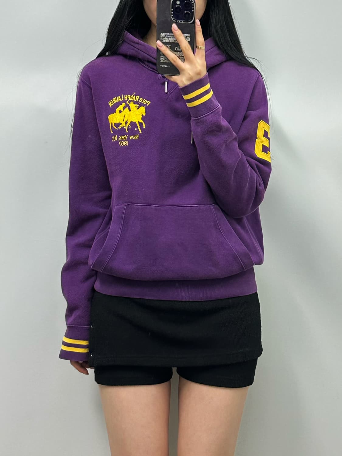 폴로 랄프로렌 자수로고 퍼플 후드티 상품이미지1