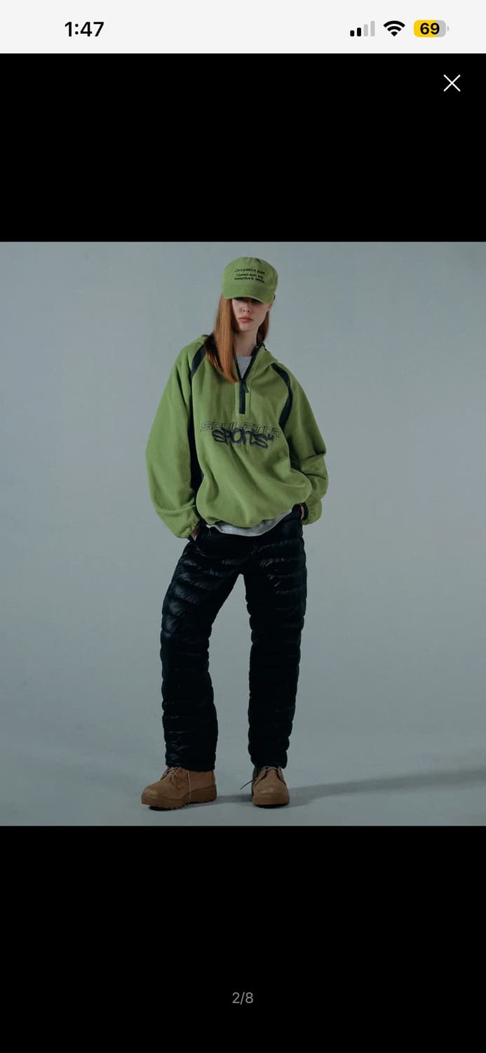 스컬프터 라임색 기모  후드티 상품이미지2