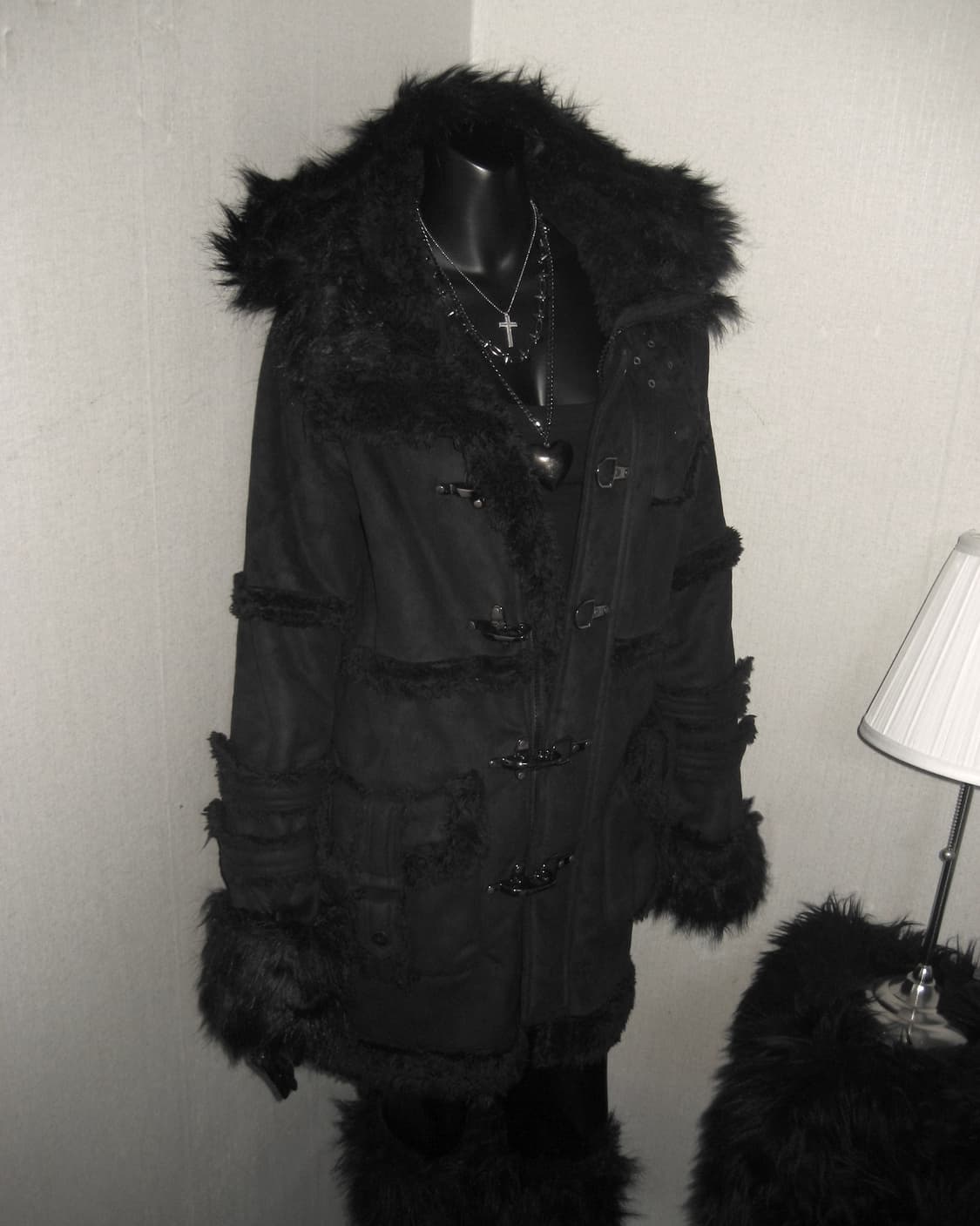 버클 퍼 후드 트리밍 코트 갸루 상품이미지2