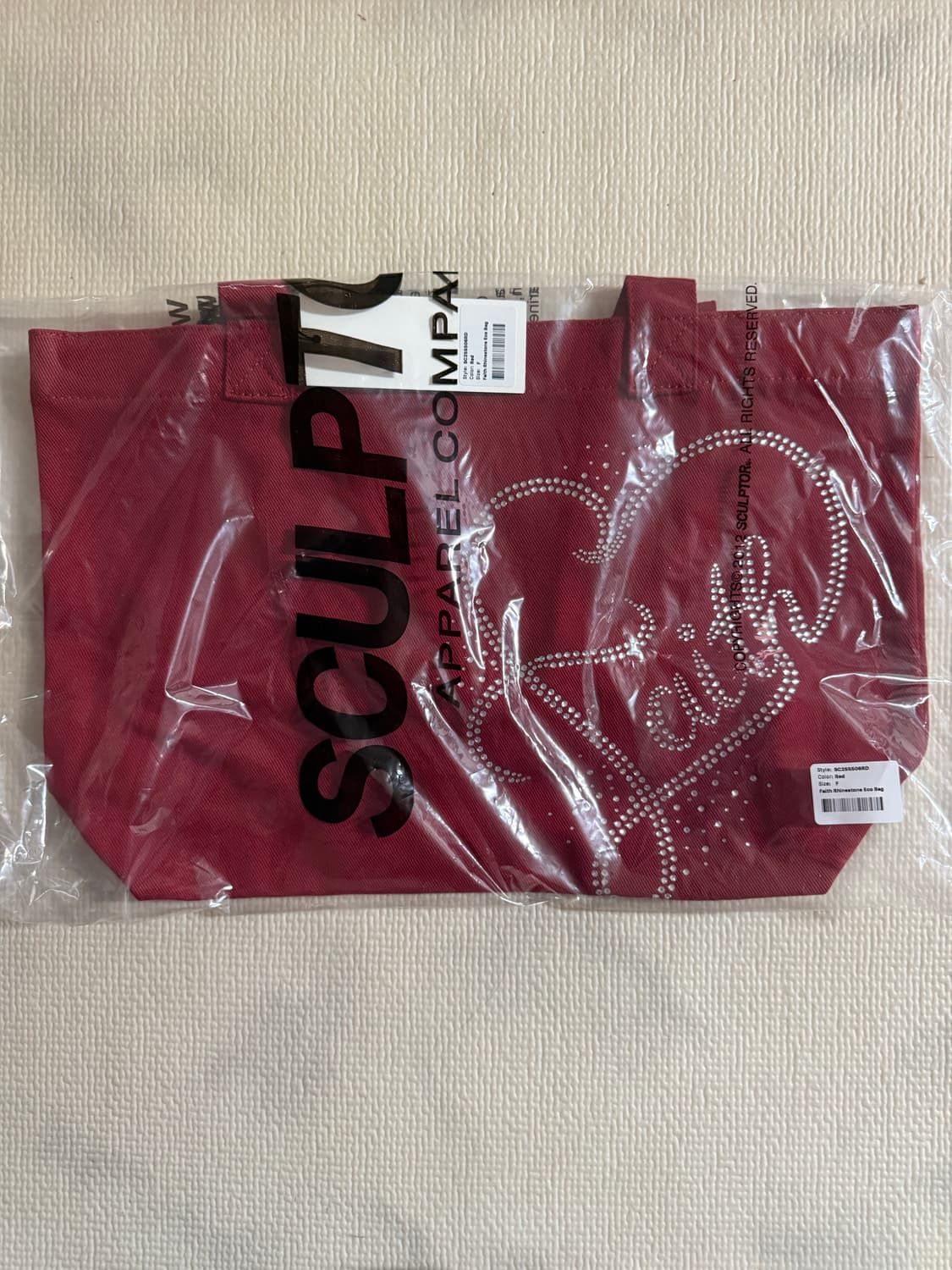 스컬프터 라인스톤 에코백 레드 상품이미지5