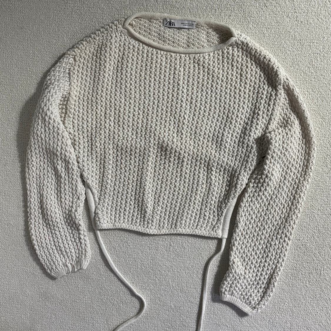 ZARA 자라 아이보리 뜨개 크롭 짜임새니트 상품이미지1