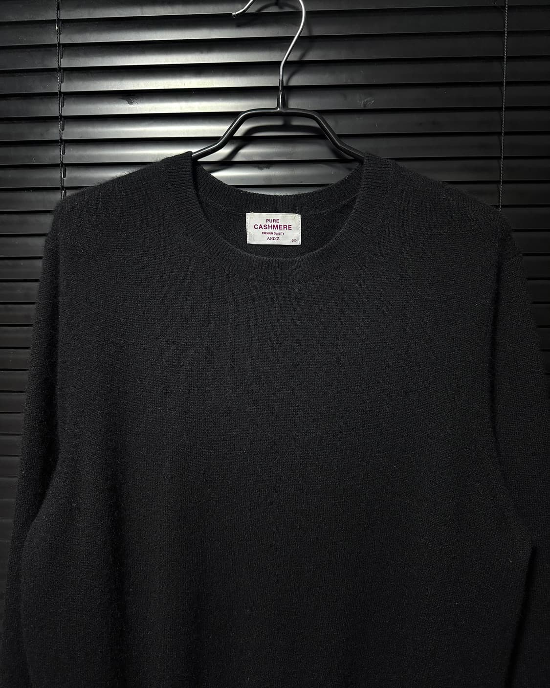 AND Z 앤드지 울 캐시미어 100 블랙 기본 베이직 니트 스웨터 촉감 상품이미지3