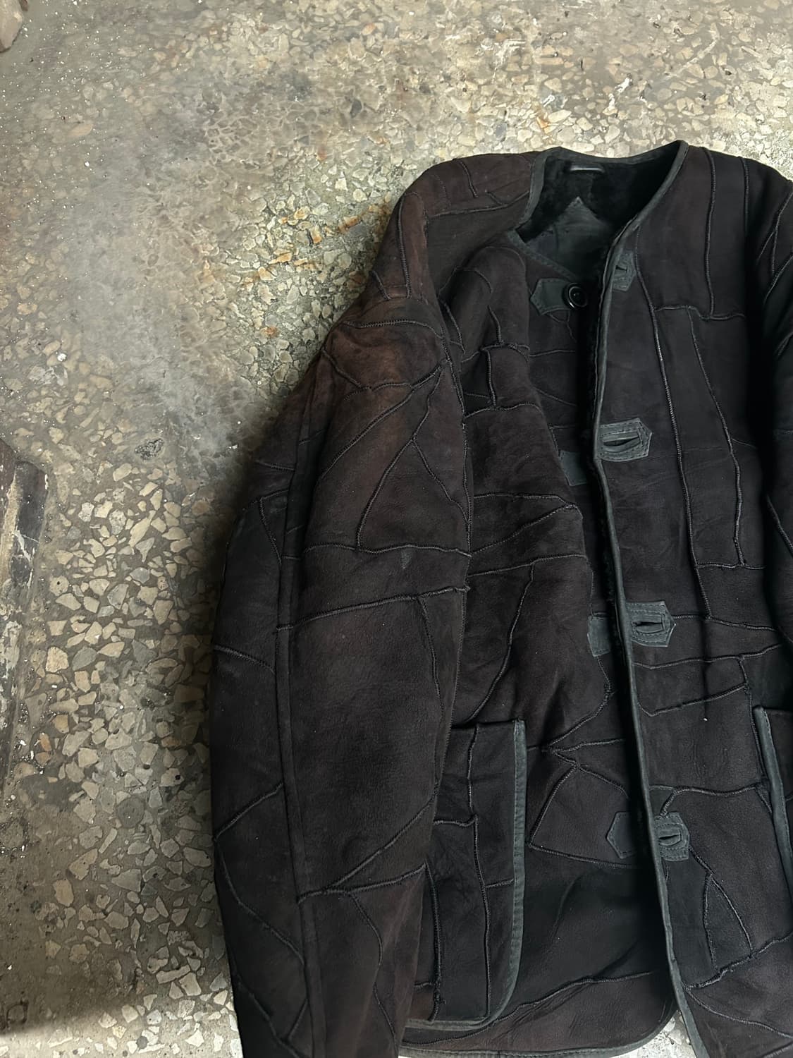 1980s issey miyake 레더 시어링 블랙 자켓 상품이미지3