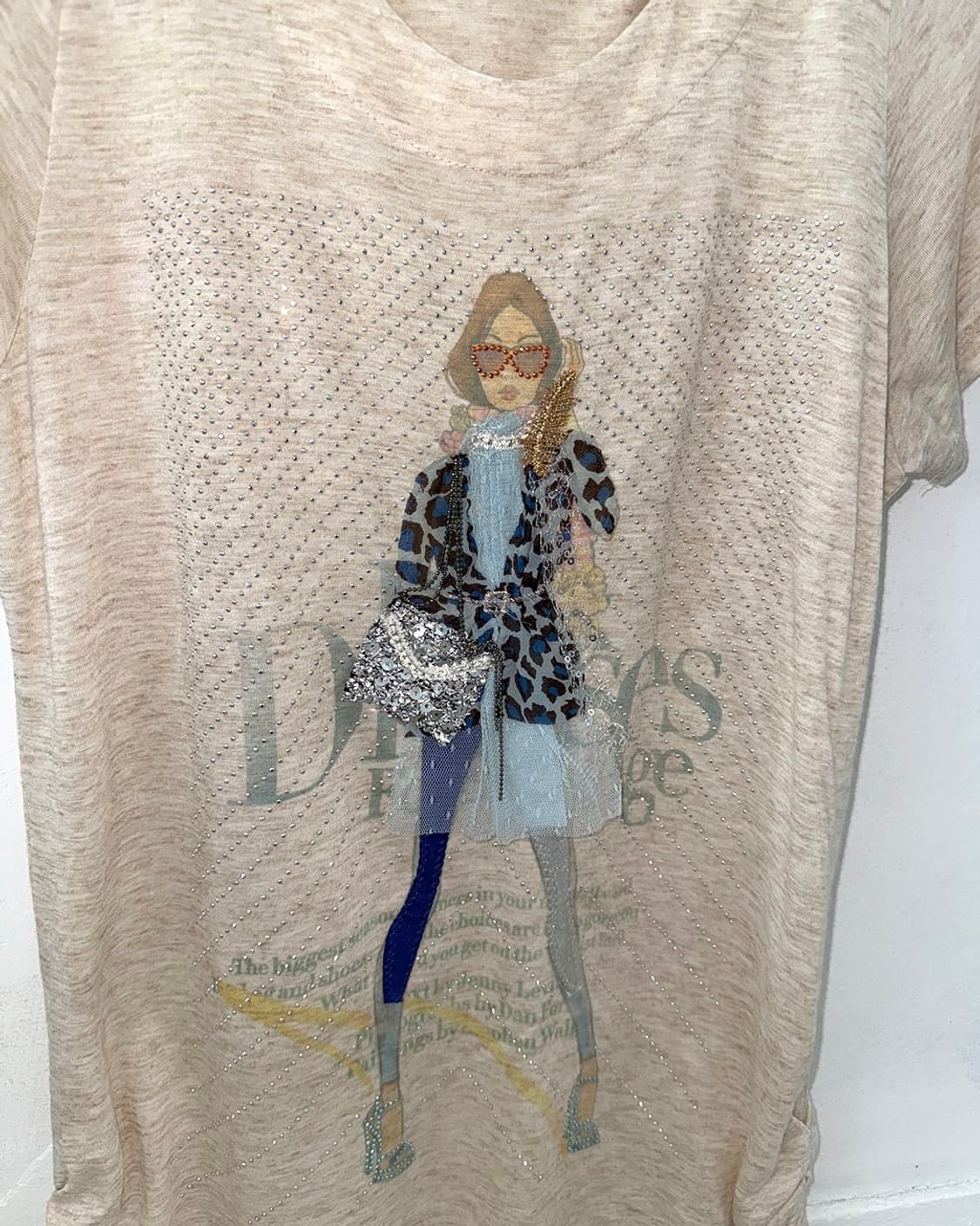 Girl Print Rhinestone Detail Short Sleev 상품이미지9