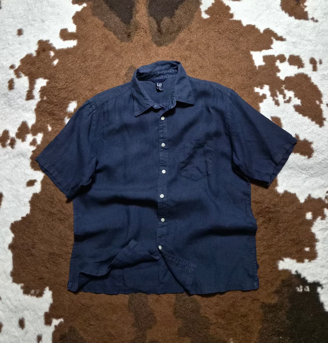 OLD GAP  남성용 마직 딥블루 반팔 남방(L) 상품이미지1