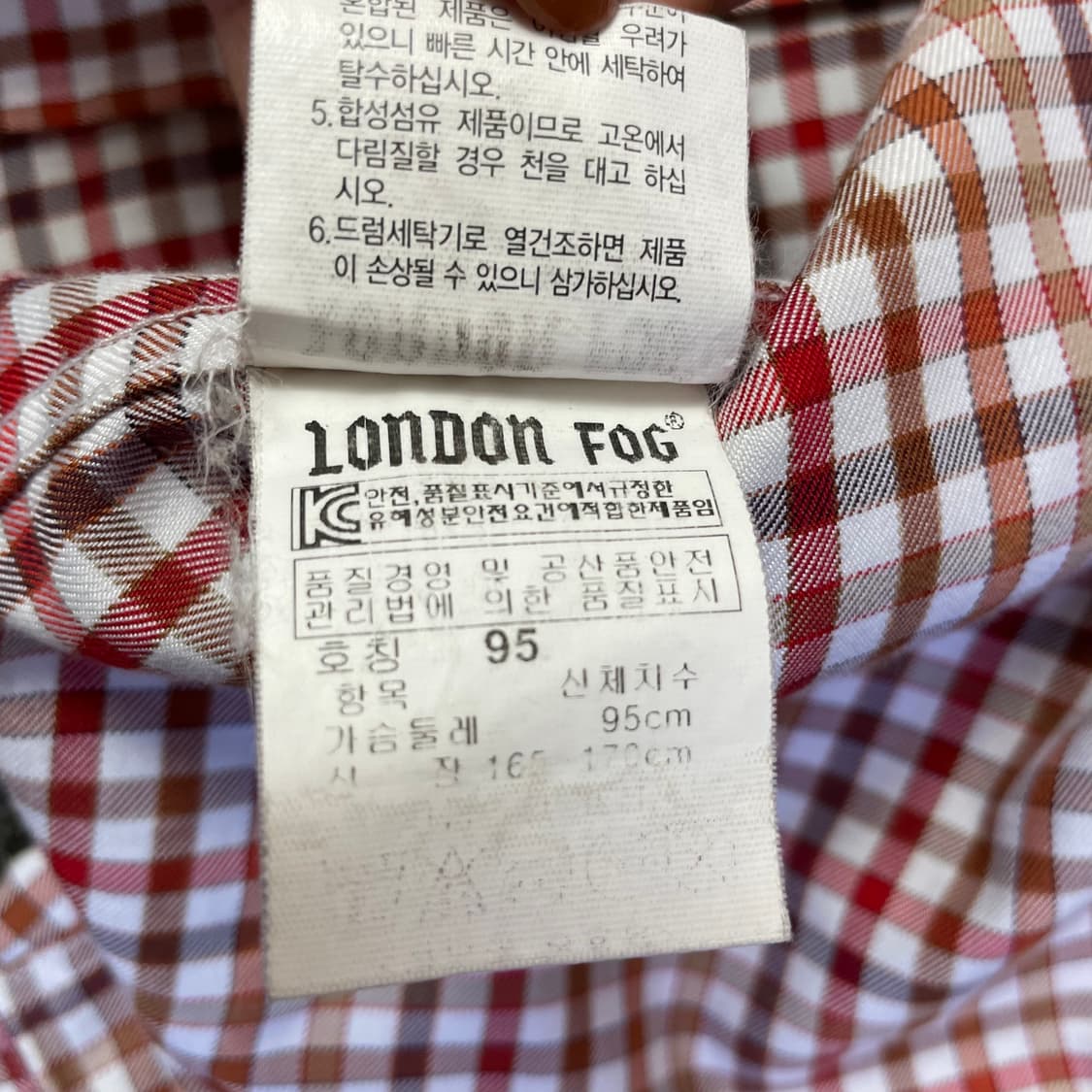 런던포그 로고 원포켓 레드 브라운 체크 긴팔 셔츠 95 상품이미지8
