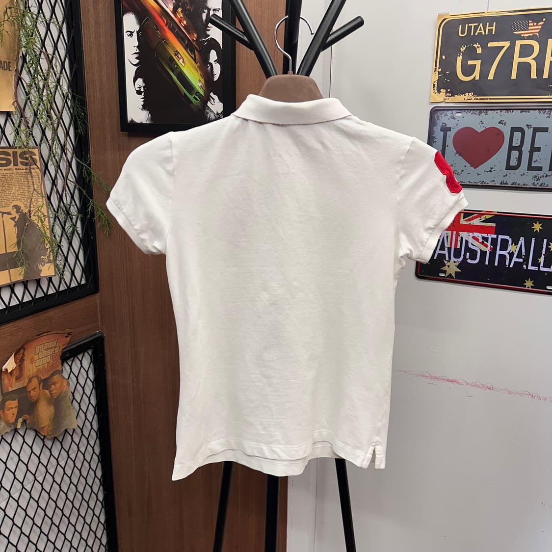 Giodano, Red Logo White PK Shirt 상품이미지2