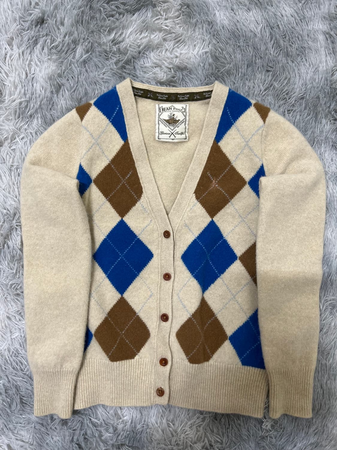 빈폴 베이지 아가일 니트 가디건(xs) 상품이미지2