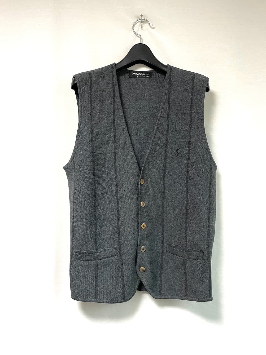 입생로랑 남성 울100% 테일러드 베스트 조끼 95 _ 차콜 상품이미지1