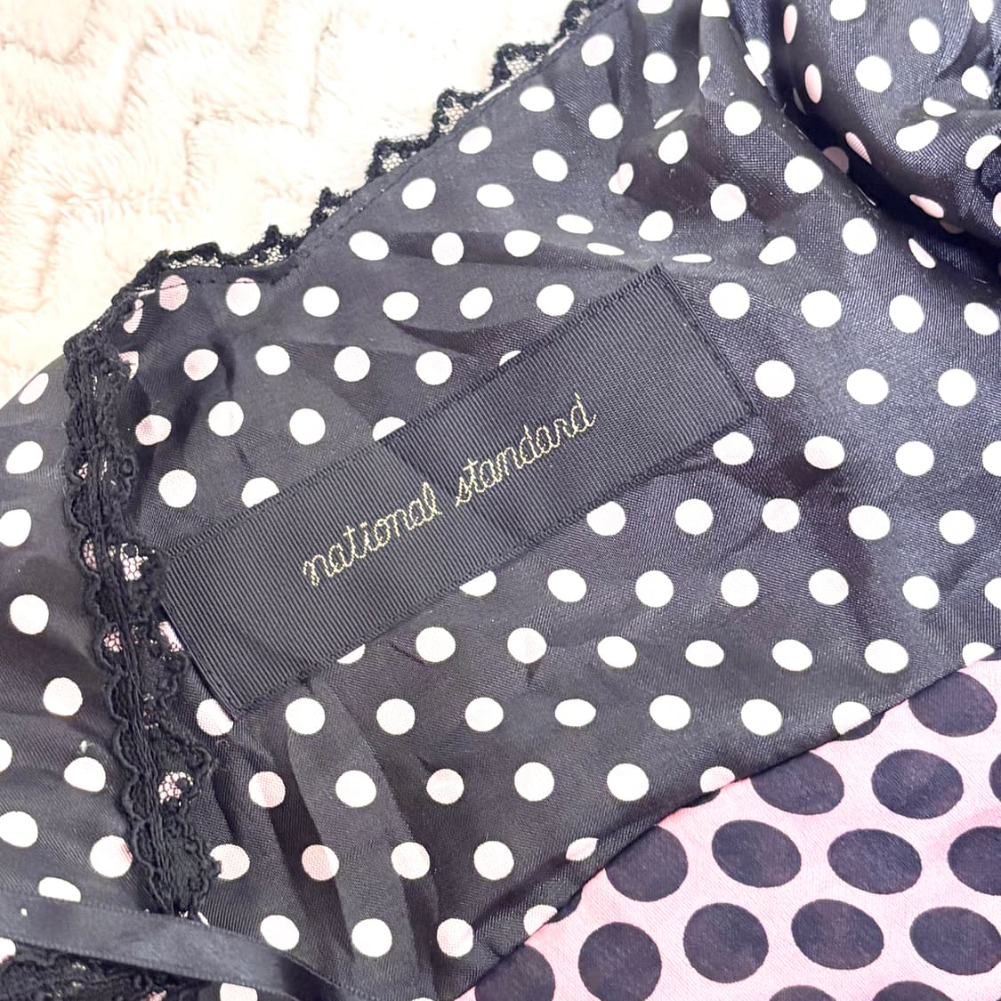 갸루 핑크 레이스 도트 원피스 땡땡이 상품이미지3