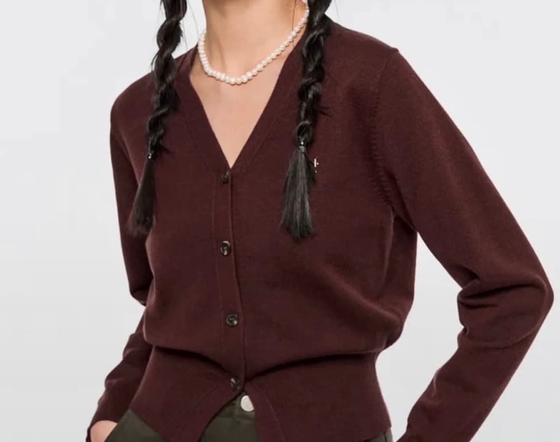 제너럴아이디어 에센셜 가디건 버건디 상품이미지2