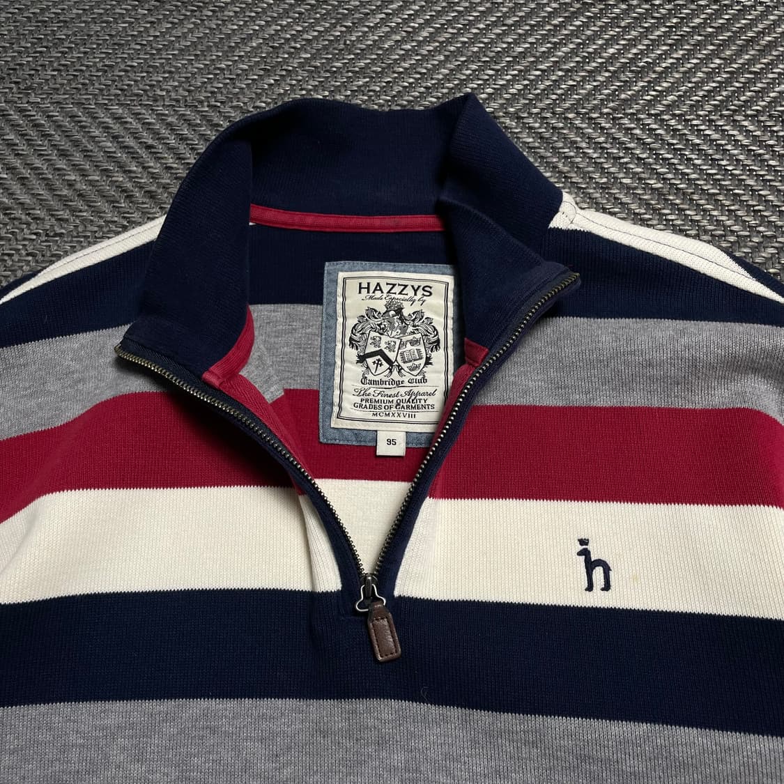 Hazzys 스트라이프 니트 카라 긴팔 반집업 티셔츠o 5289 상품이미지4