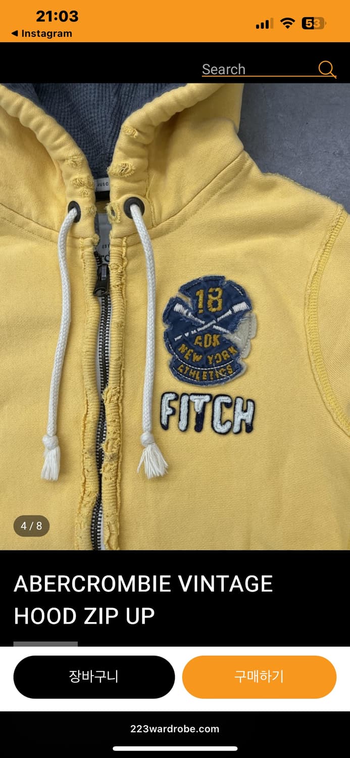 아베크롬비 후드집업 S 상품이미지4