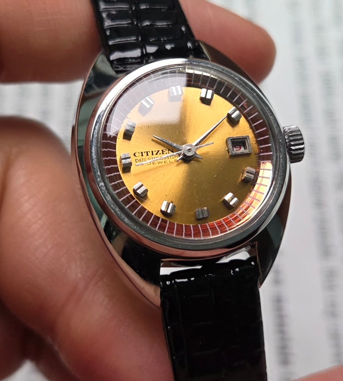 레어] 빈티지 시티즌 데이트스타 오렌지다이얼 수동 메커니컬 여성용 
 상품이미지5