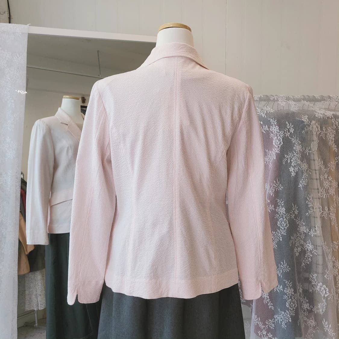 Sonia gilles 시어서커 핑크 면자켓 상품이미지9