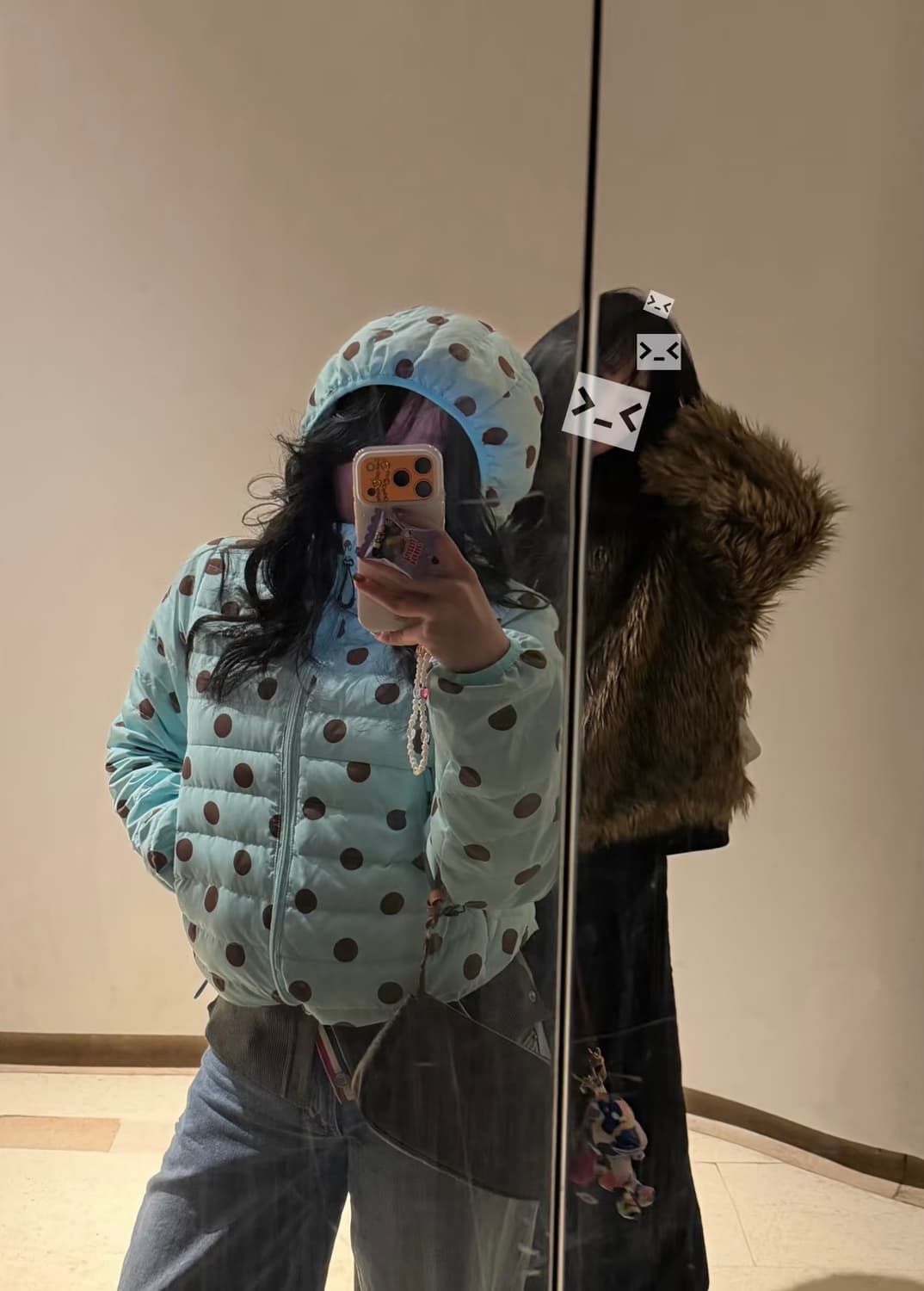 Blue Polka Dot Light Down Jacket 상품이미지4