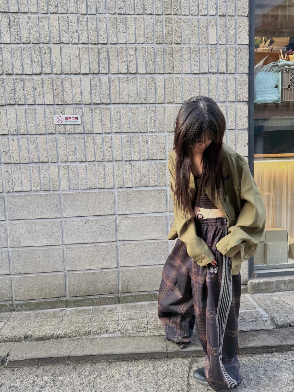 니들스 23FW 체크 브라운 HD 트랙팬츠 상품이미지7