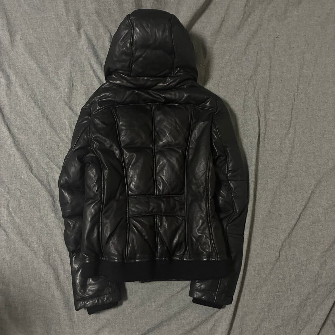GK 가죽 후드집업 패딩 블랙 상품이미지8