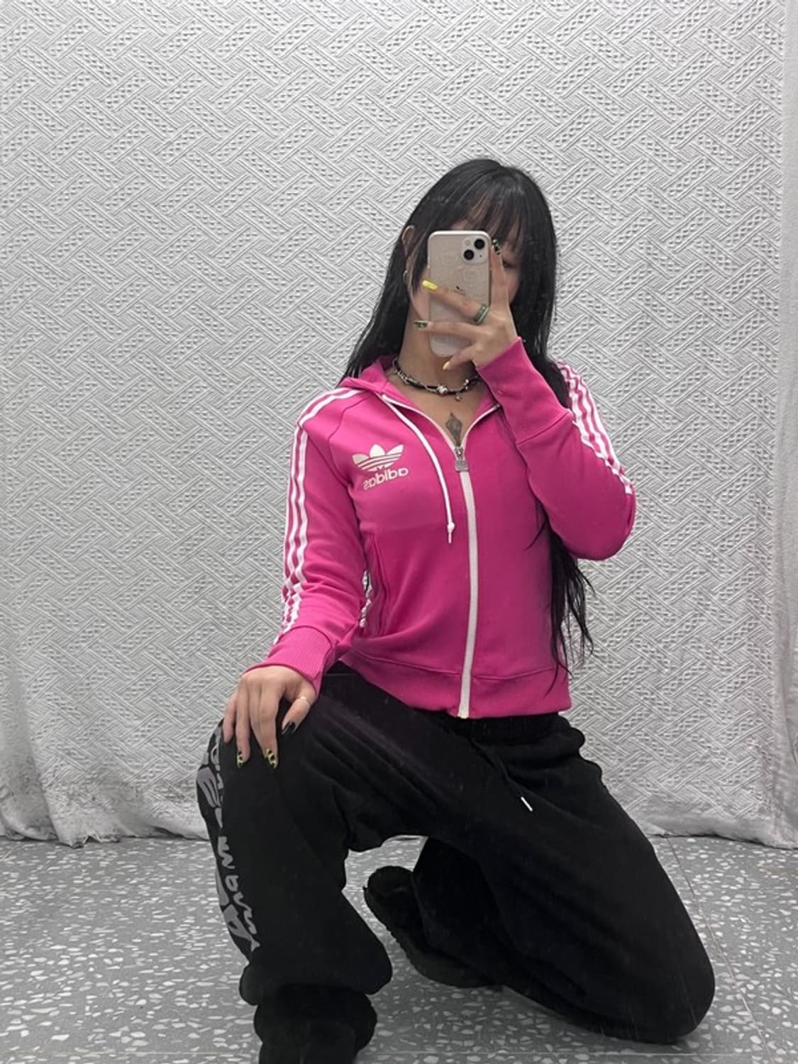 아디다스 Y2K 대장급 희귀 핫핑크 후드 져지 집업 90 C07443 상품이미지2