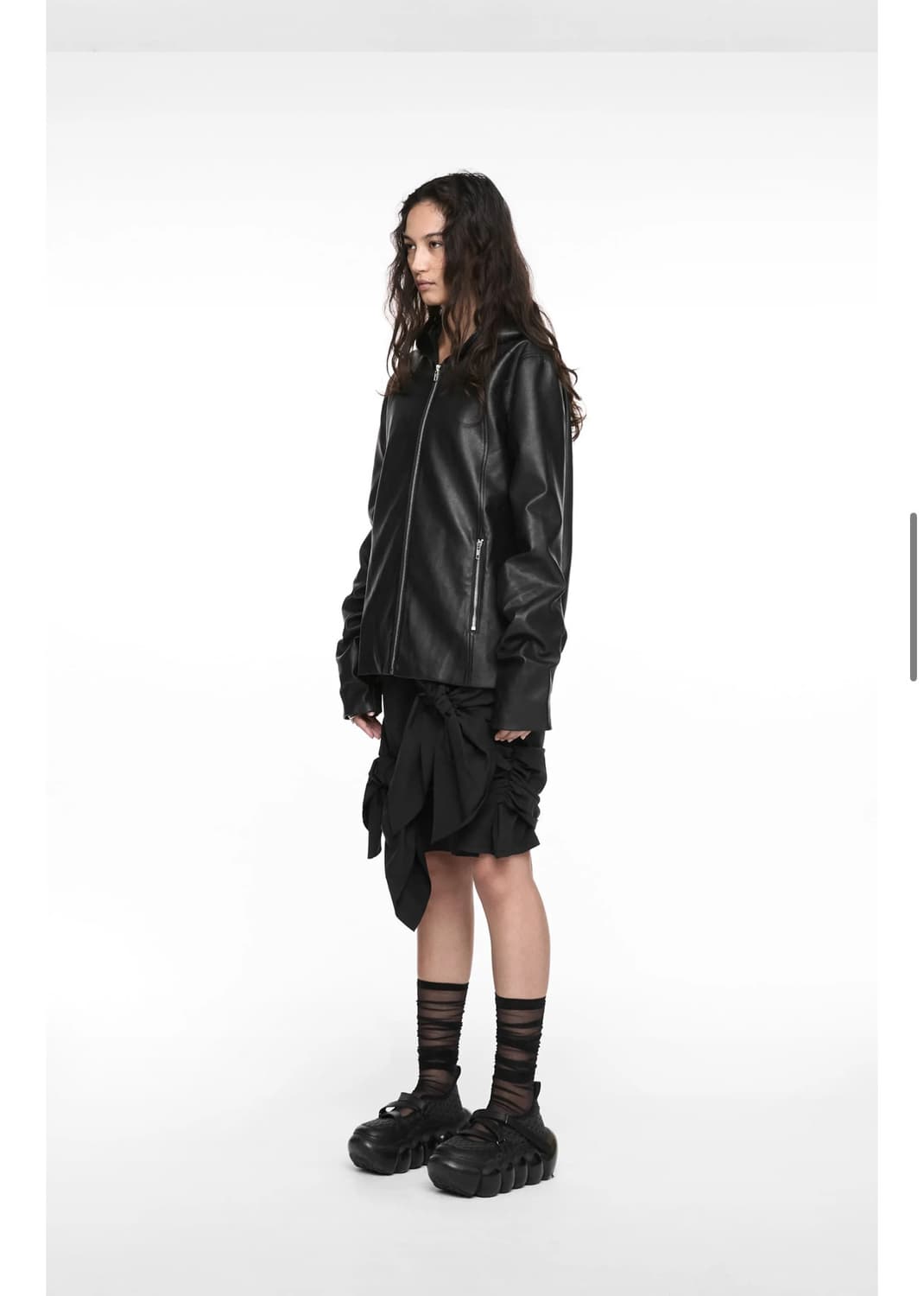 나체 hoodie leather jacket black  상품이미지2