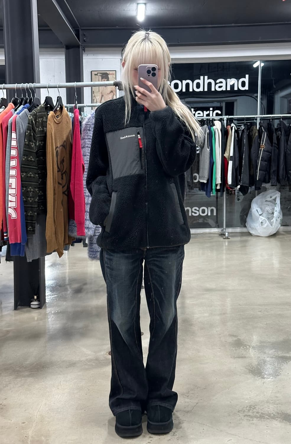 몽벨 블랙 플리스 집업 자켓 상품이미지2