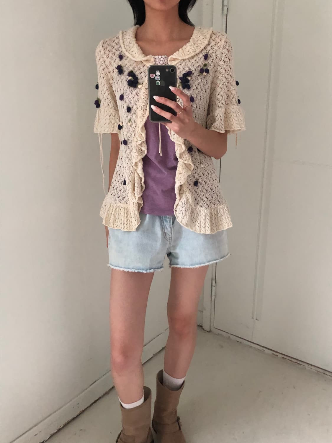일본빈티지 모리 크로쉐 가디건 상품이미지4
