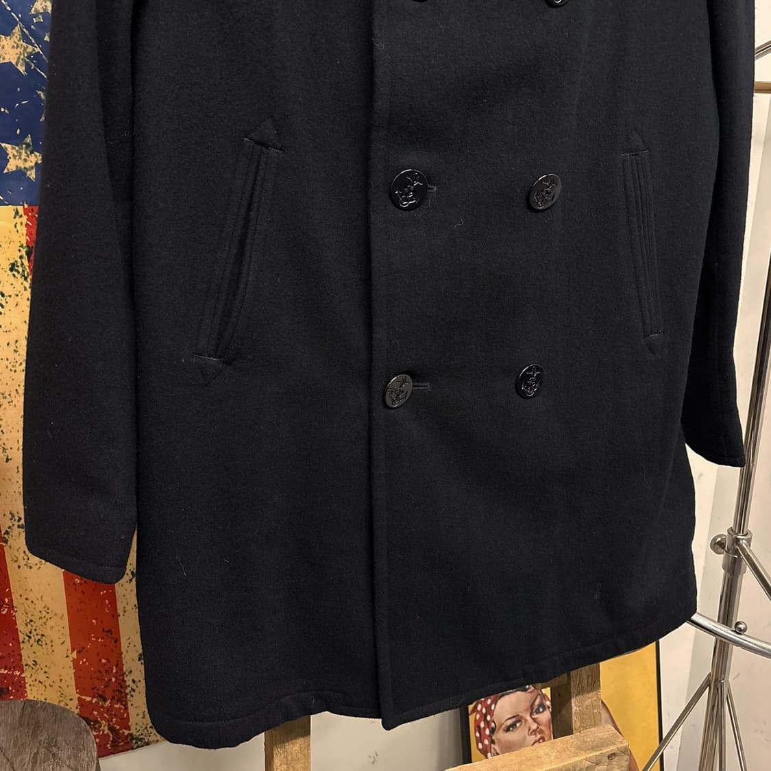 90s 폴로 랄프로렌 U.S NAVY 미 해군 퓨어 울 피코트 N371 상품이미지4